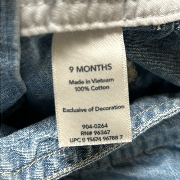 Oshkosh B'gosh Baby Girl Ruffled Dress Floral Blue Denim Size 9 Month - Picture 5 of 6